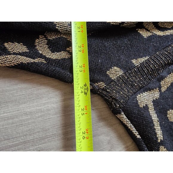 Sharon Anthony Geometric Pattern Sweater Lurex Metallic Black & Gold Batwing 22w - Picture 9 of 9